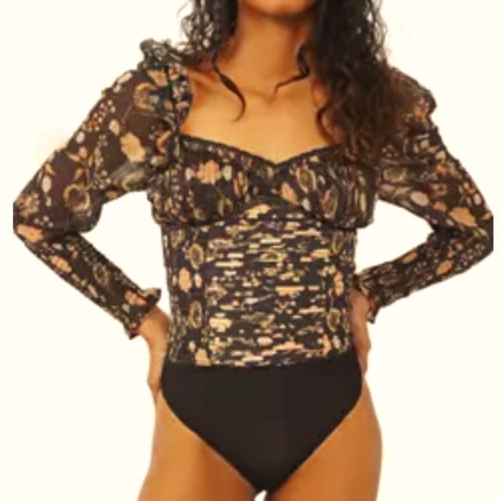 Free People Long-sleeved floral blouse
